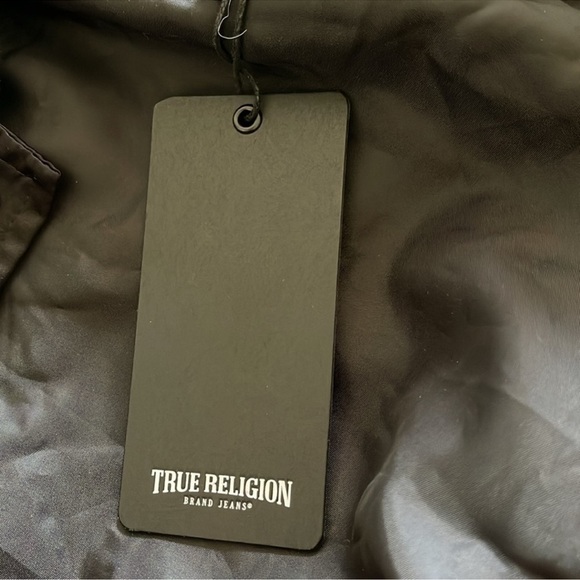 True Religion satin jacket with logo warn once Logo in front and larger logo - Picture 7 of 8